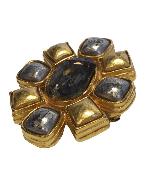CHANEL vintage brooch in gilded and silver metal