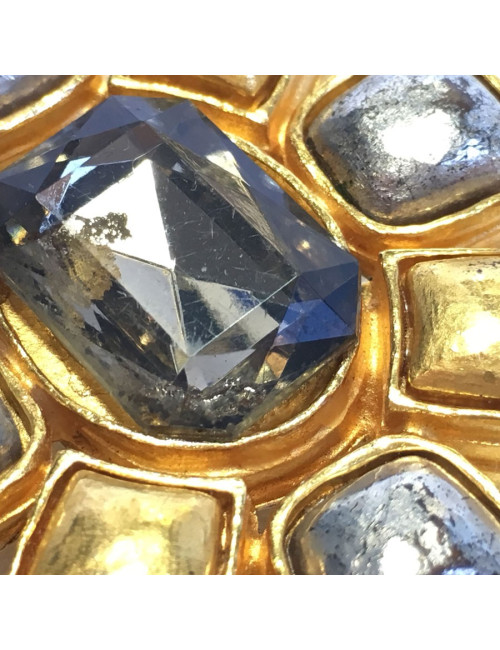 Broche CHANEL vintage en métal doré et argenté