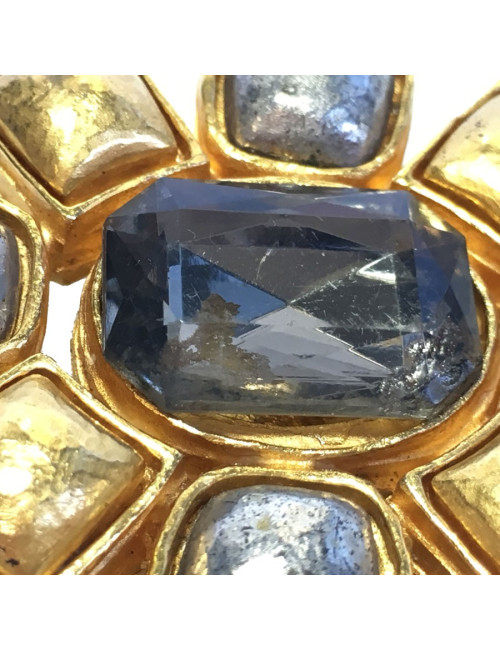 Broche CHANEL vintage en métal doré et argenté