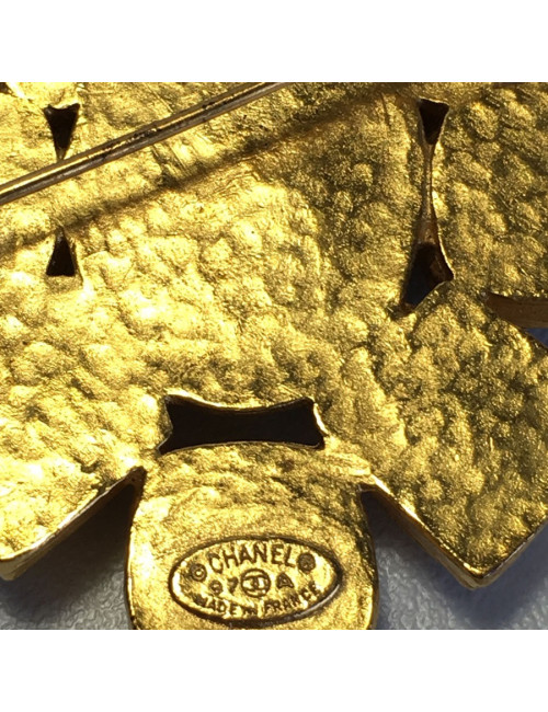 Broche CHANEL vintage en métal doré et argenté