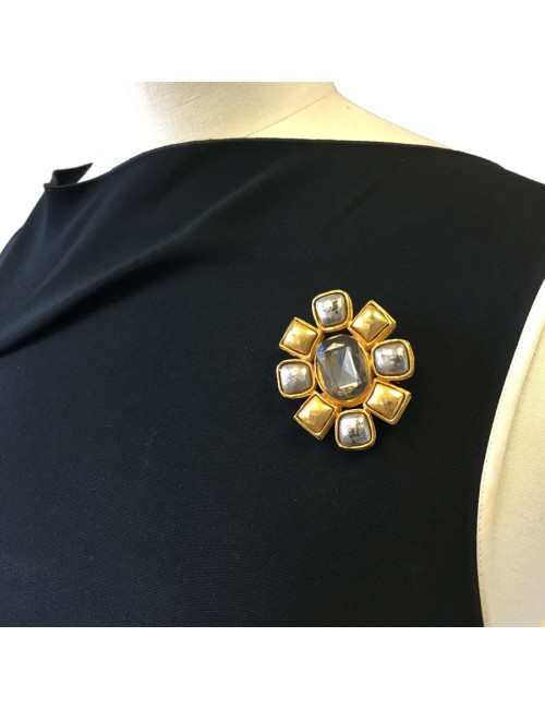 CHANEL vintage brooch in gilded and silver metal