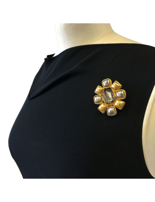CHANEL vintage brooch in gilded and silver metal