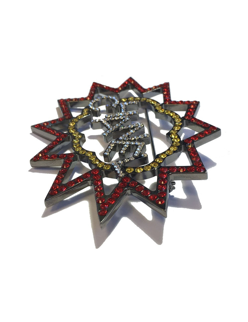 CHANEL brooch in ruthenium and colored rhinestones