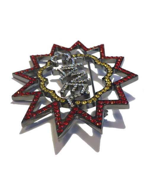 CHANEL brooch in ruthenium and colored rhinestones