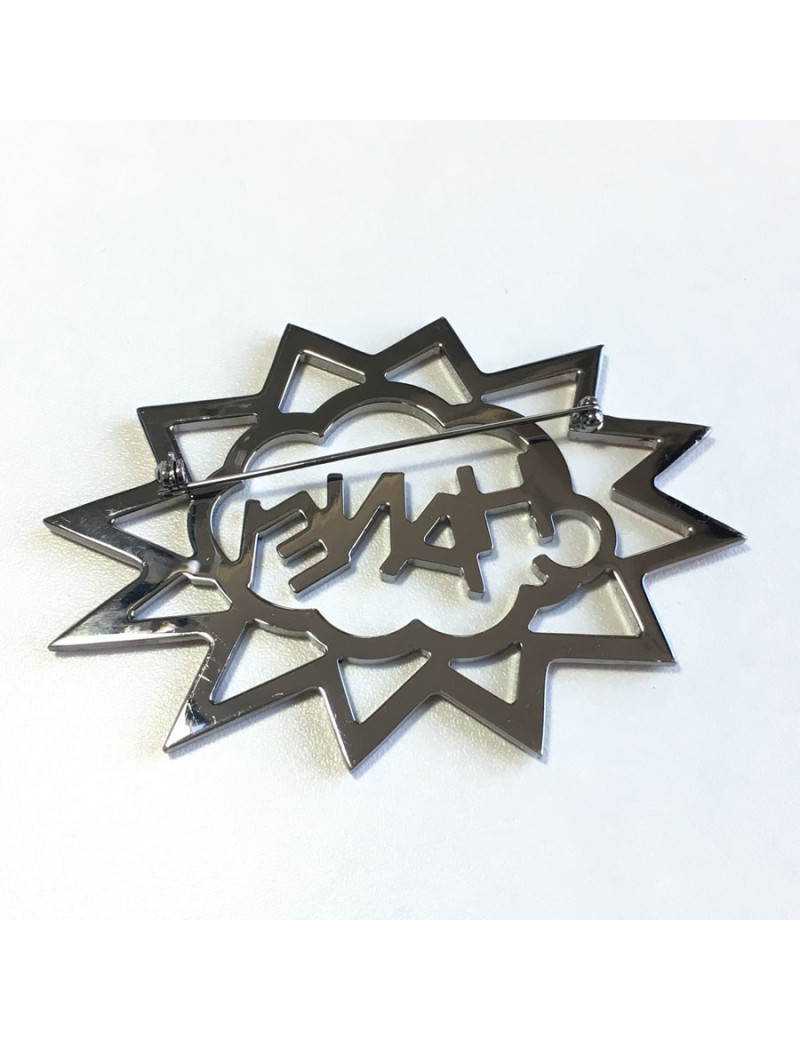 CHANEL brooch in ruthenium and colored rhinestones