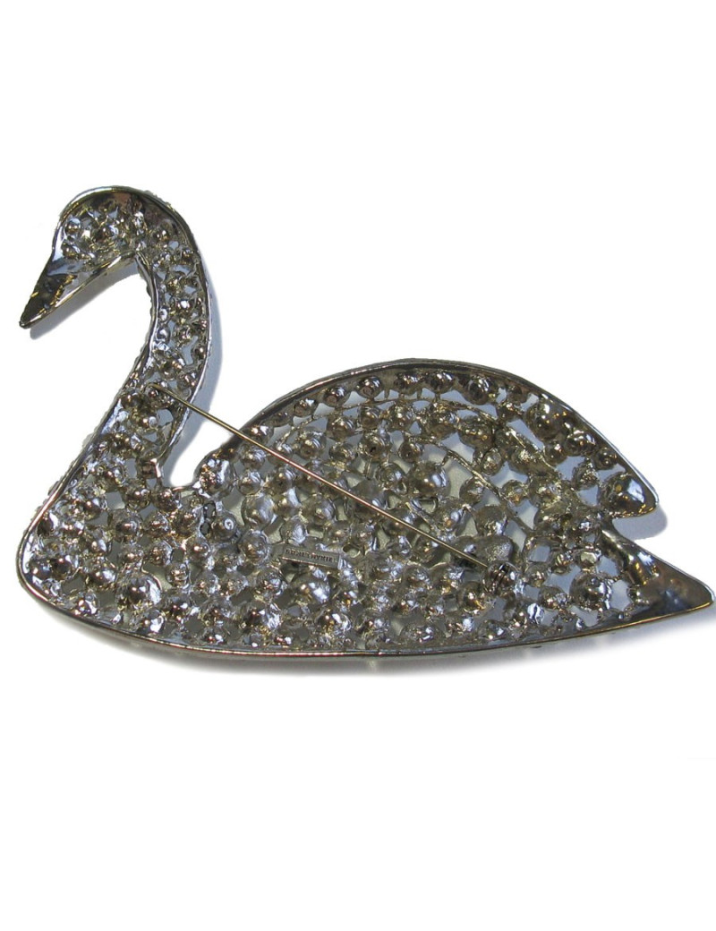 SONIA RYKIEL swan brooch in silver metal set with brilliants