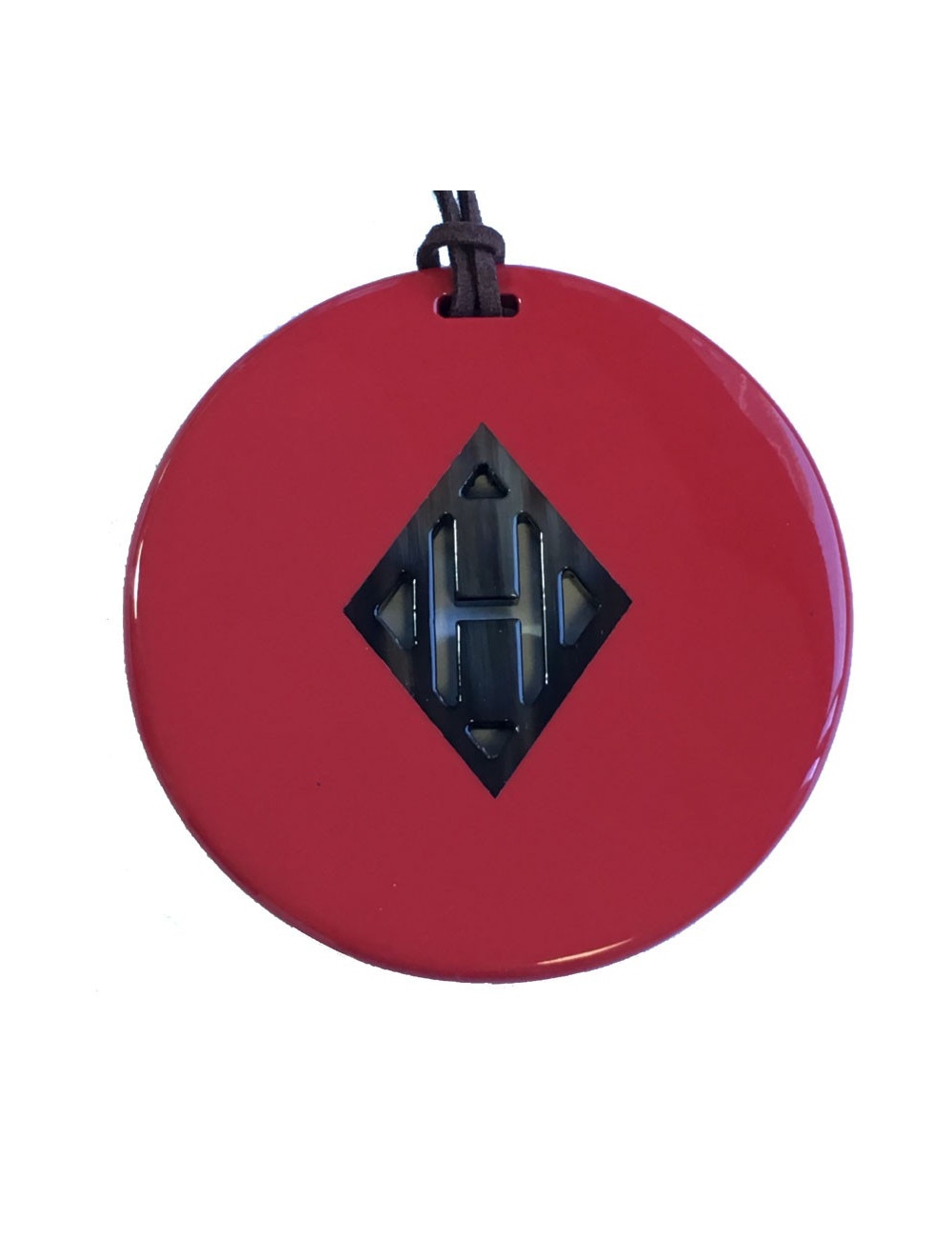 HERMES 'Kuartz' pendant in red lacquered wood and buffalo horn