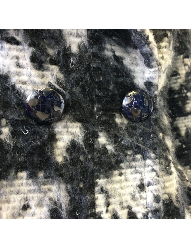 Veste CHANEL T 40 en tweed gris foncé et gris clair 