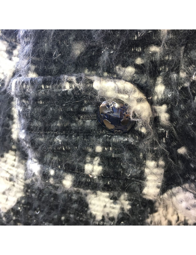 Veste CHANEL T 40 en tweed gris foncé et gris clair 