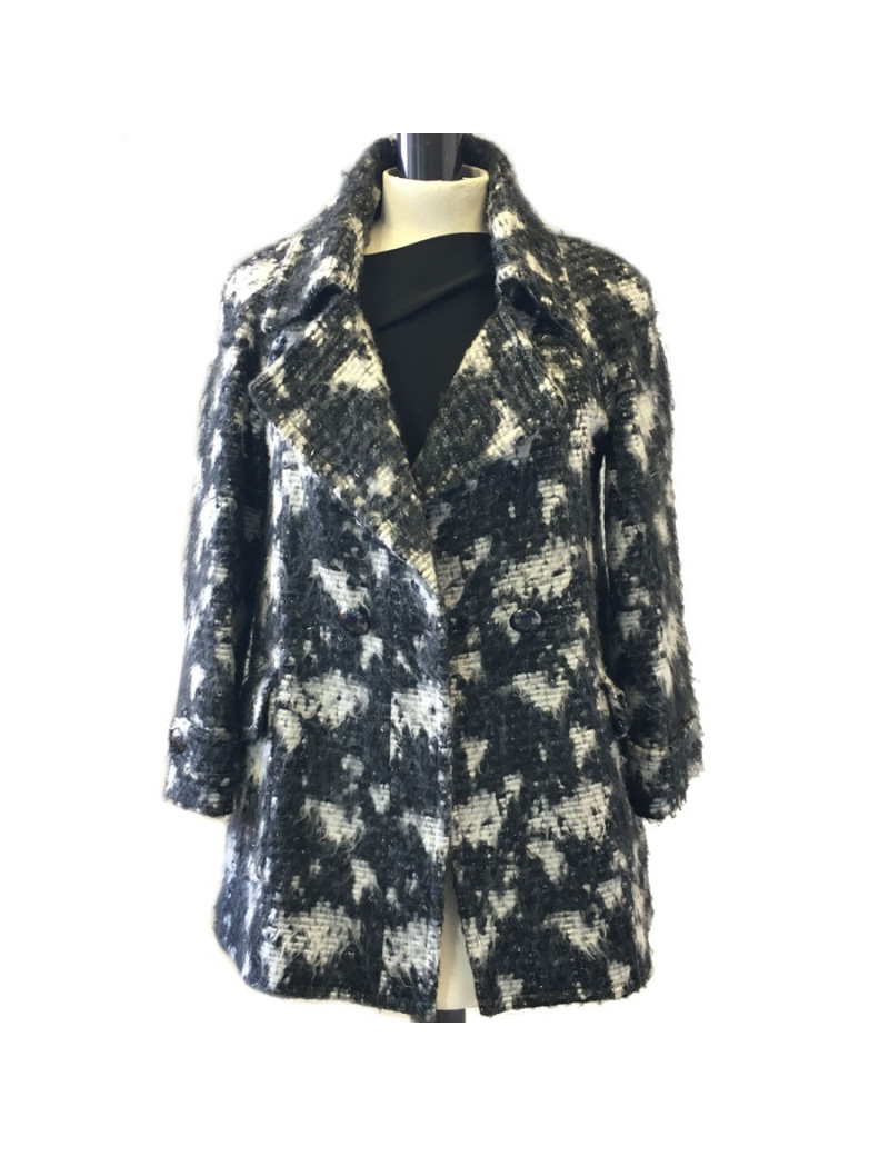 Veste CHANEL T 40 en tweed gris foncé et gris clair 