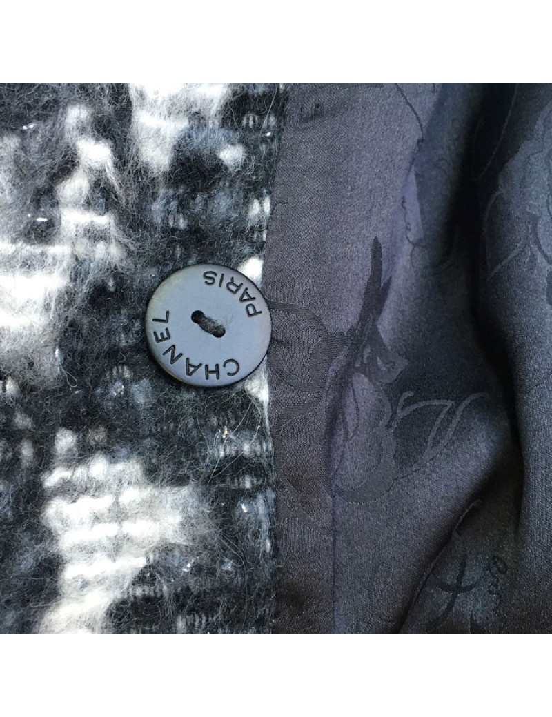 Veste CHANEL T 40 en tweed gris foncé et gris clair 