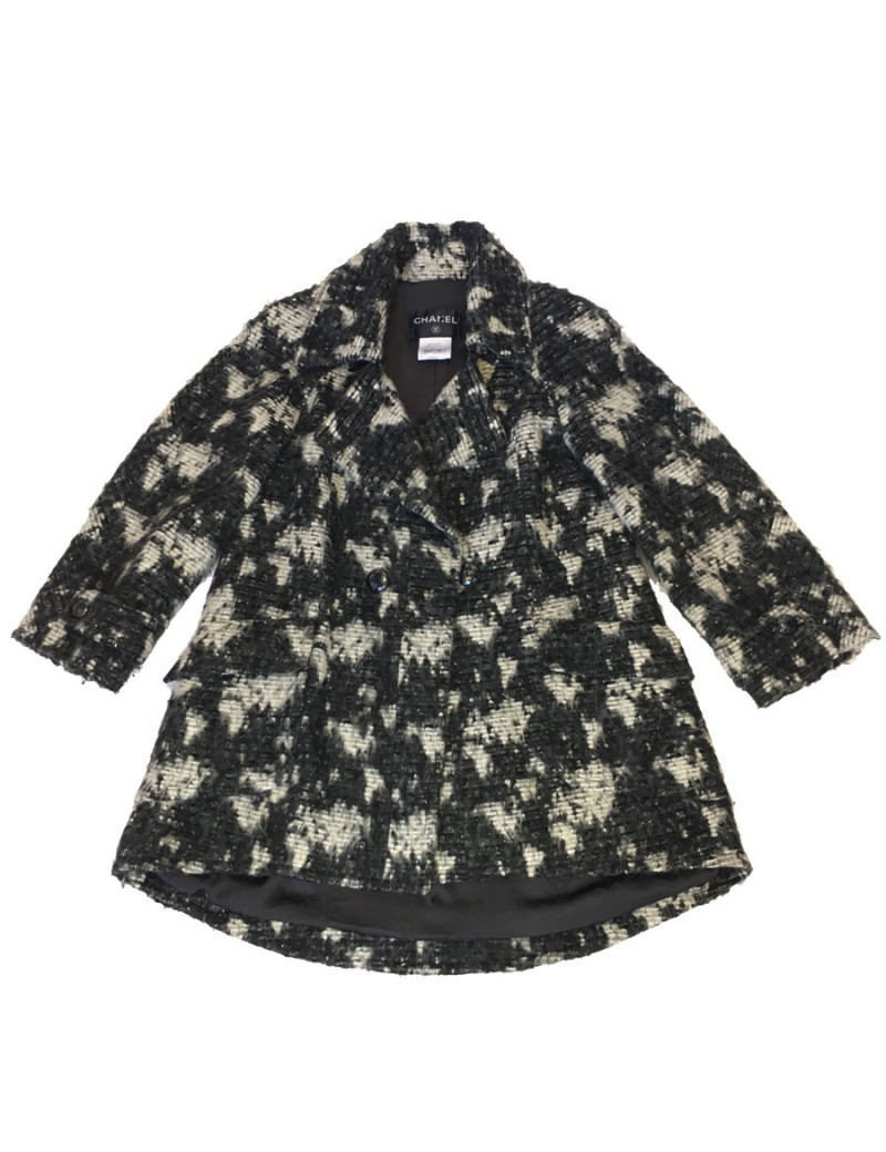 Veste CHANEL T 40 en tweed gris foncé et gris clair 