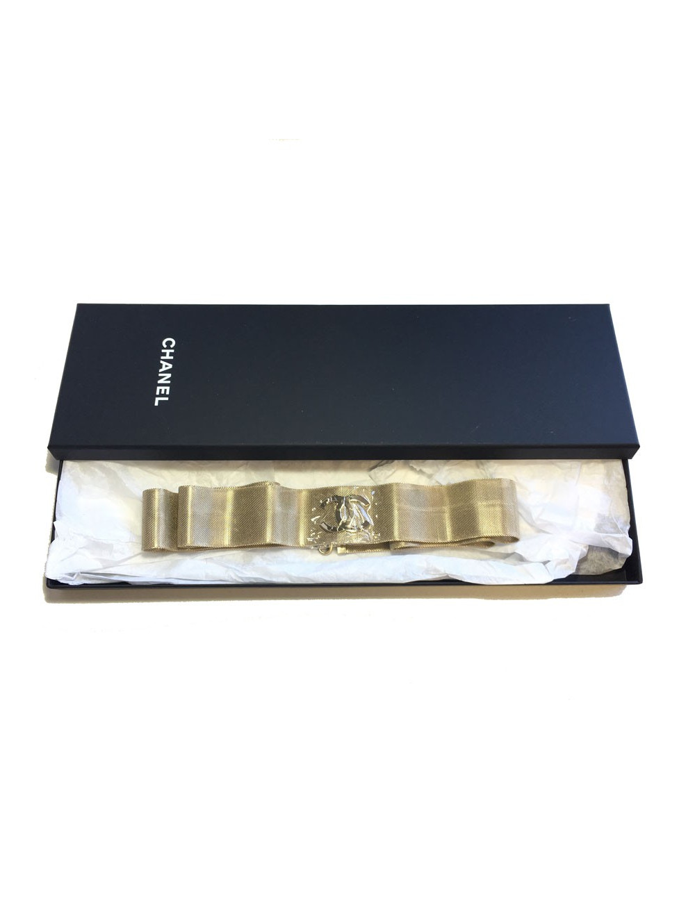 xxx Ceinture CHANEL 'Paris-Cosmopolite' en filigrane doré or pâle