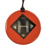 HERMÈS H round pendant in orange lacquered wood