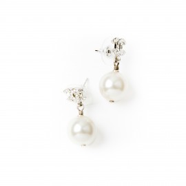  CHANEL CC earring studs in rhinestone and pearl