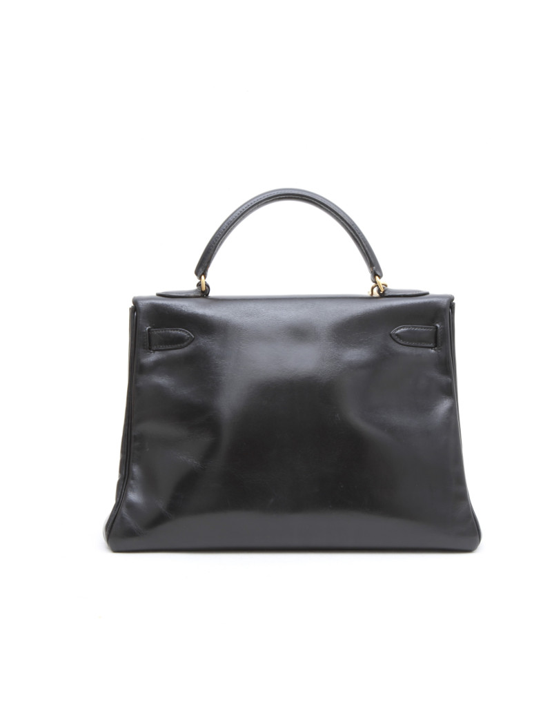 Sac Kelly 32 HERMES box noir vintage