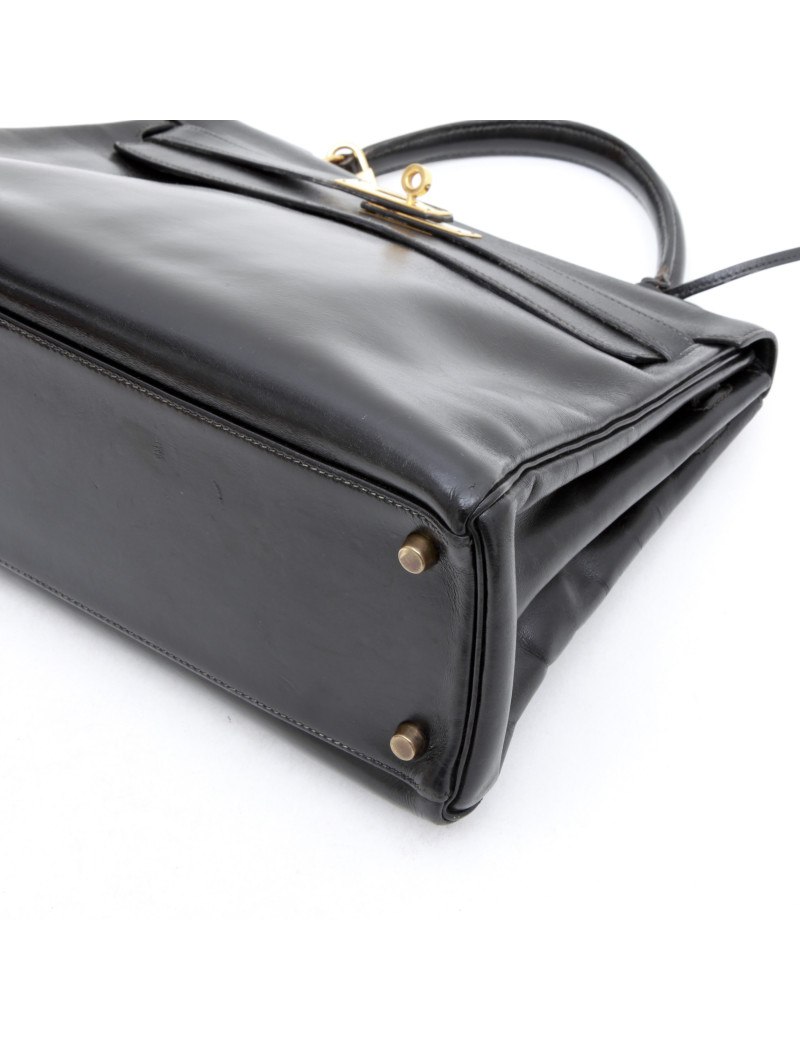 HERMES Kelly 32 vintage in black box retourné leather