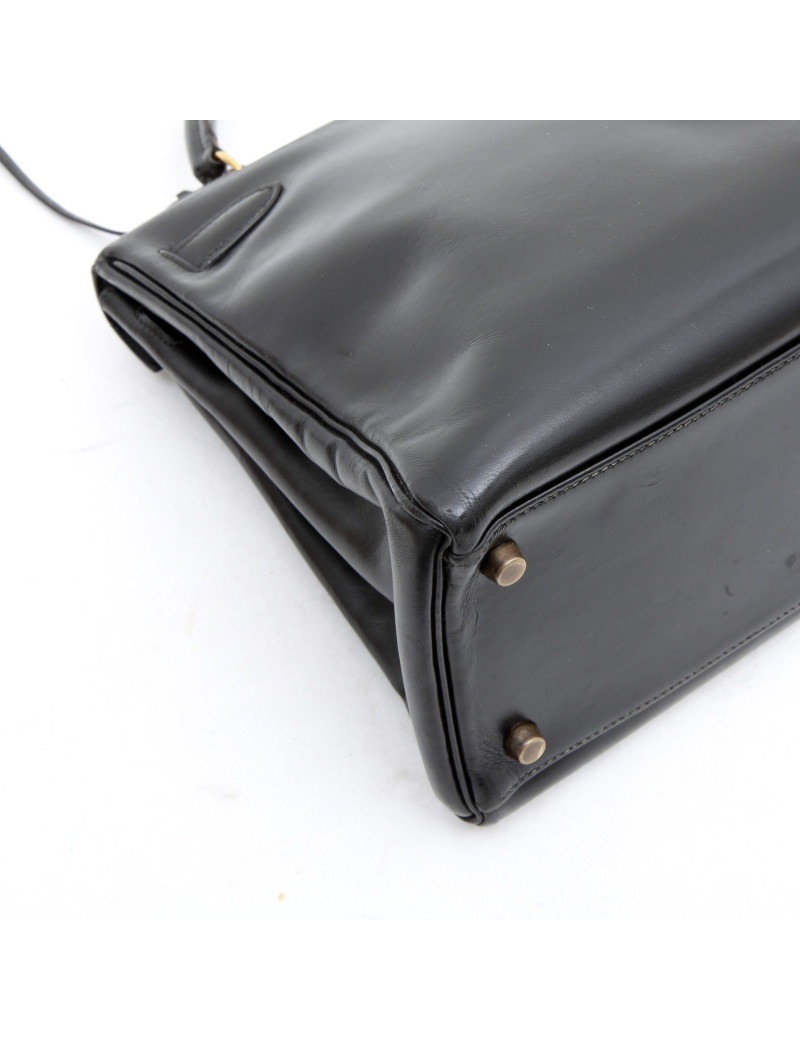 Sac Kelly 32 HERMES box noir vintage