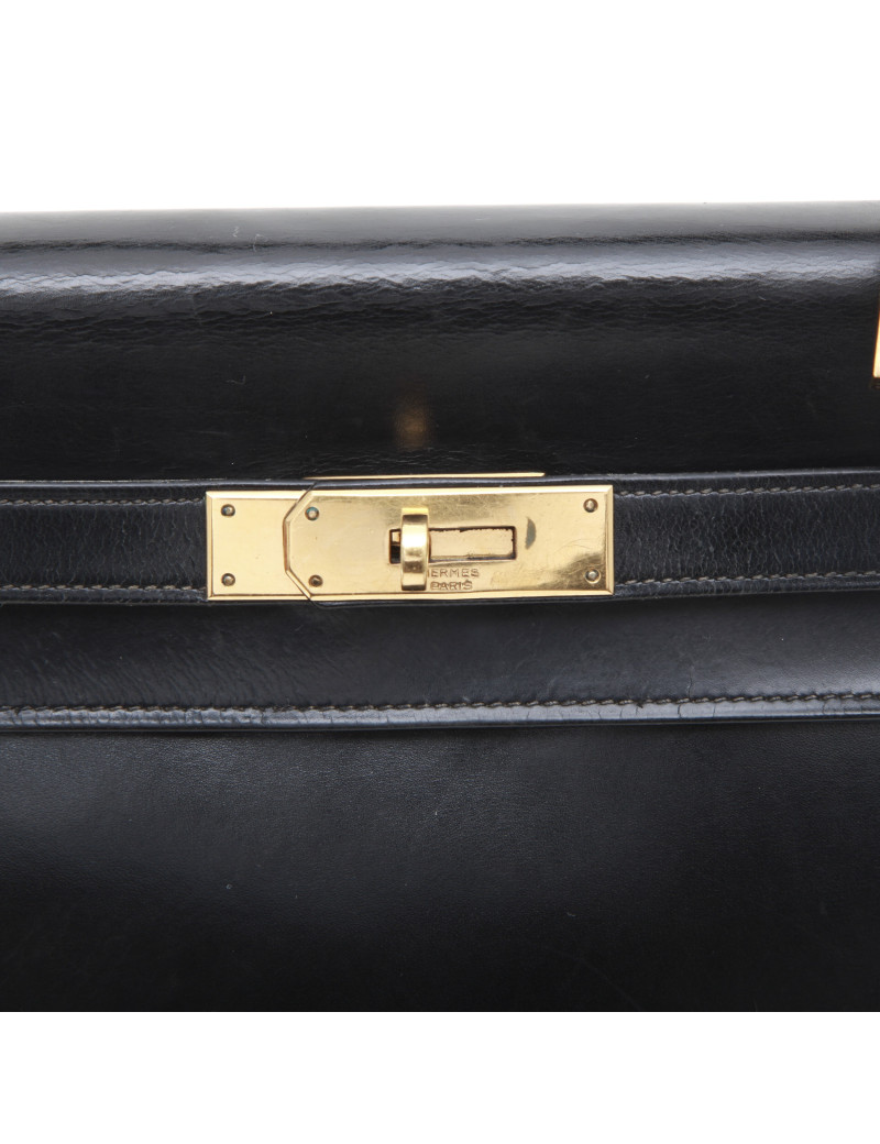 HERMES Vintage Kelly 28 in black box returned leather