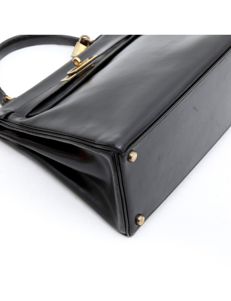 HERMES Vintage Kelly 28 in black box returned leather