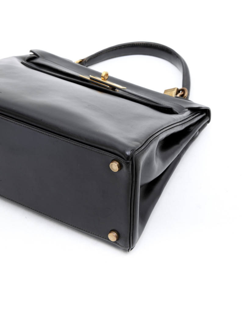 HERMES Vintage Kelly 28 in black box returned leather
