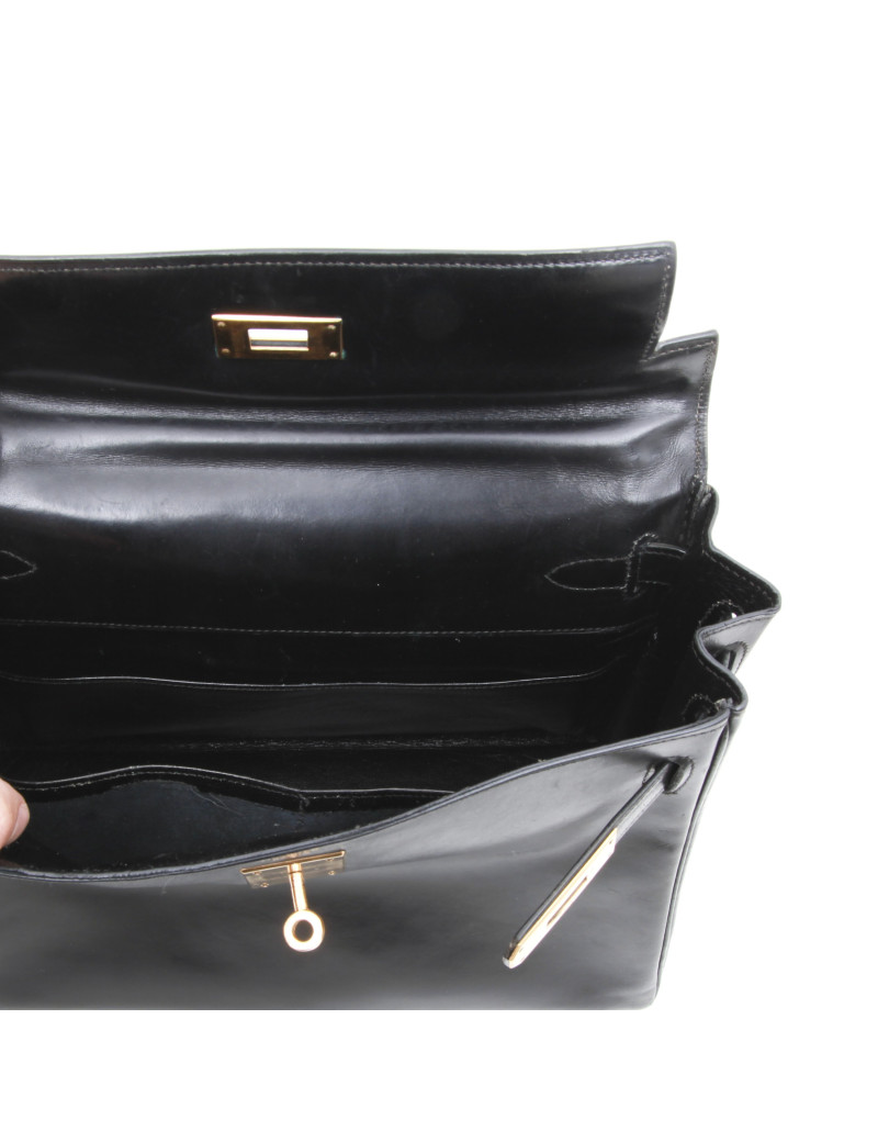 Sac Kelly 28 retourné HERMES cuir box Vintage