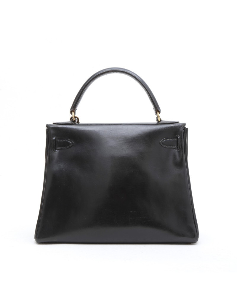 HERMES Vintage Kelly 28 in black box returned leather
