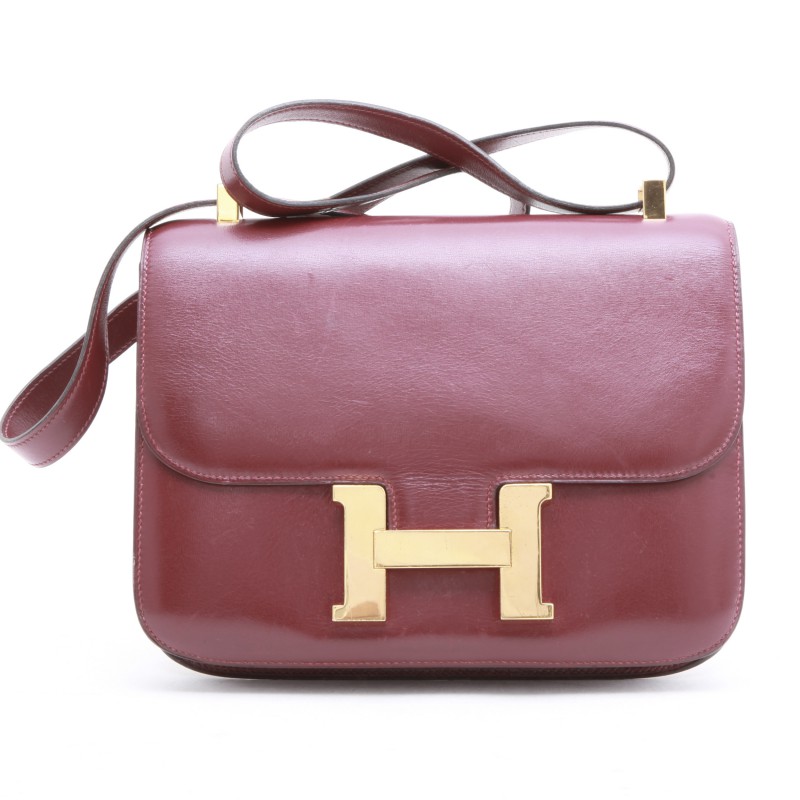 HERMES Constance bag in red H box leather - VALOIS VINTAGE PARIS