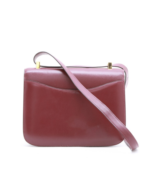 Sac Constance HERMES cuir box rouge H Vintage