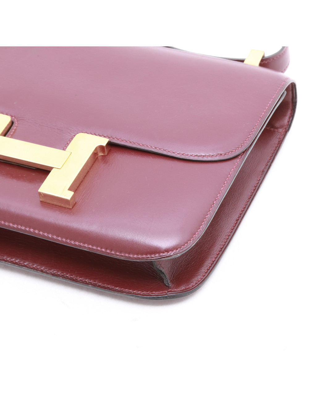 Sac Constance HERMES cuir box rouge H Vintage