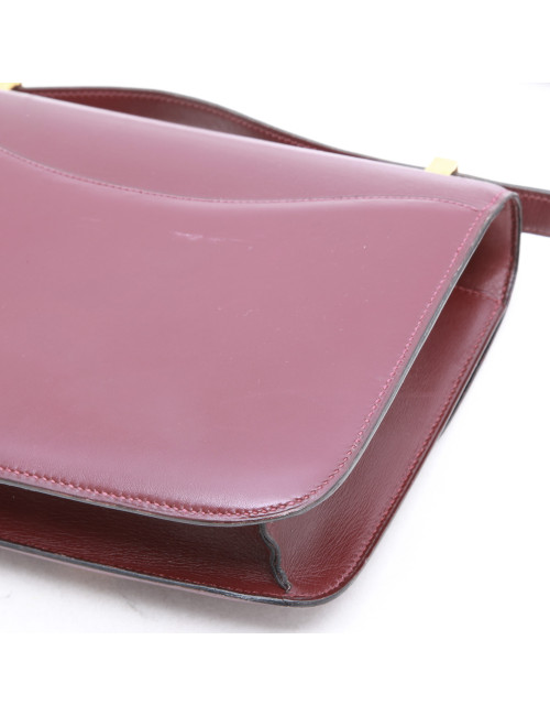 Sac Constance HERMES cuir box rouge H Vintage