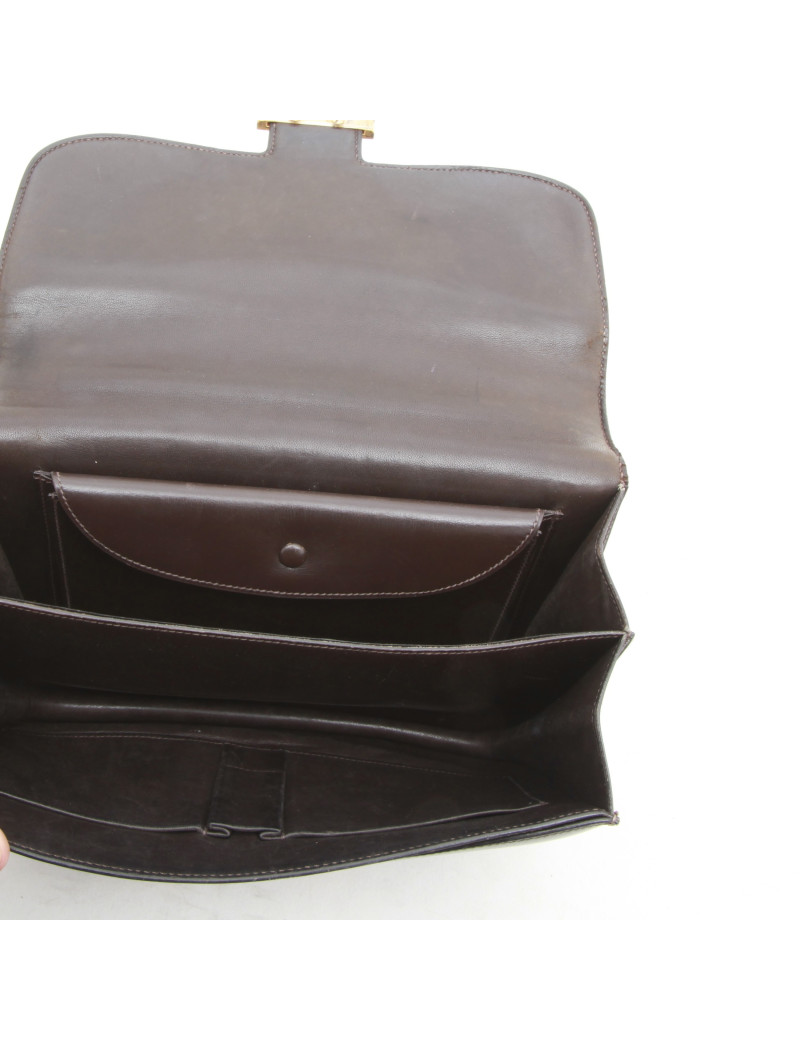 Sac Constance HERMES  double soufflets marron cuir box Vintage