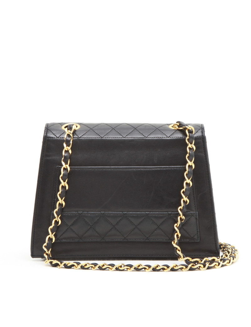 Sac CHANEL avec son porte monnaie matelassé en cuir lisse bleu nuit