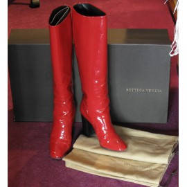 BOTTEGA VENETA T37.5 patent leather red boots