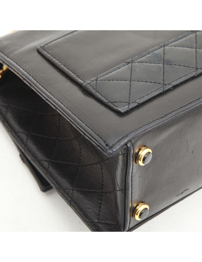 Sac CHANEL avec son porte monnaie matelassé en cuir lisse bleu nuit