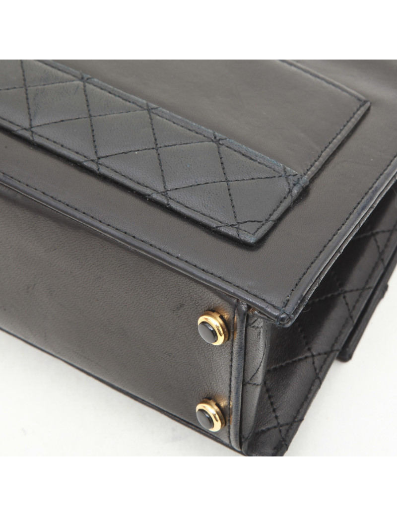 Sac CHANEL avec son porte monnaie matelassé en cuir lisse bleu nuit