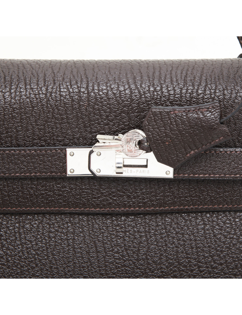 Sac Kelly II  T35 HERMES avec bandoulière cuir grainé marron