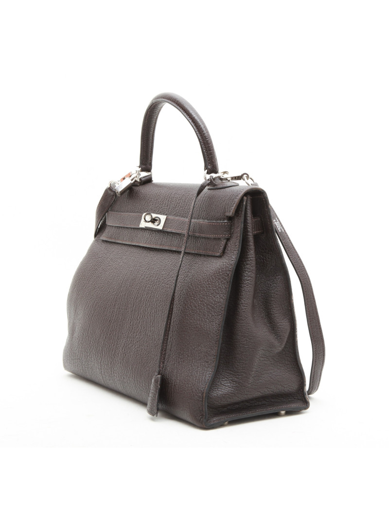 Sac Kelly II  T35 HERMES avec bandoulière cuir grainé marron