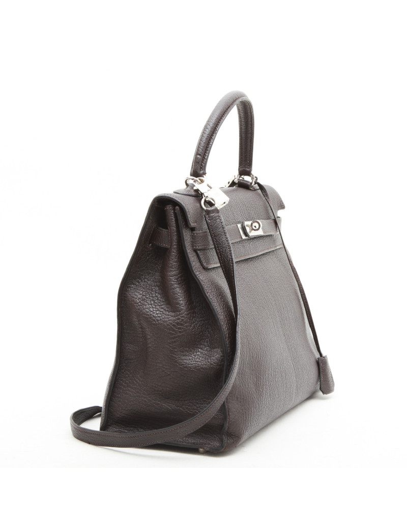 Sac Kelly II  T35 HERMES avec bandoulière cuir grainé marron