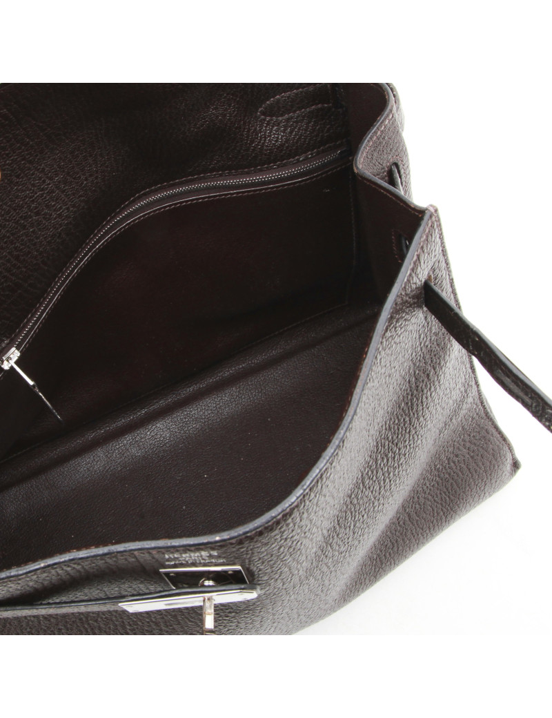 Sac Kelly II  T35 HERMES avec bandoulière cuir grainé marron