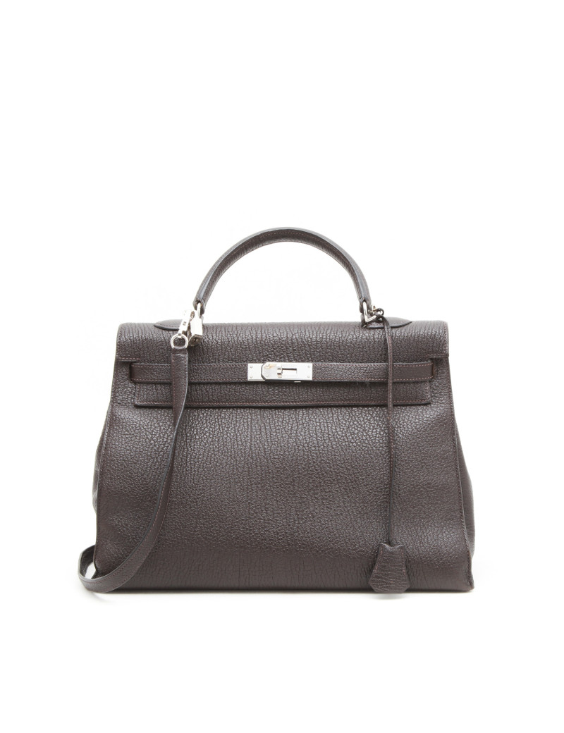 Sac Kelly II  T35 HERMES avec bandoulière cuir grainé marron