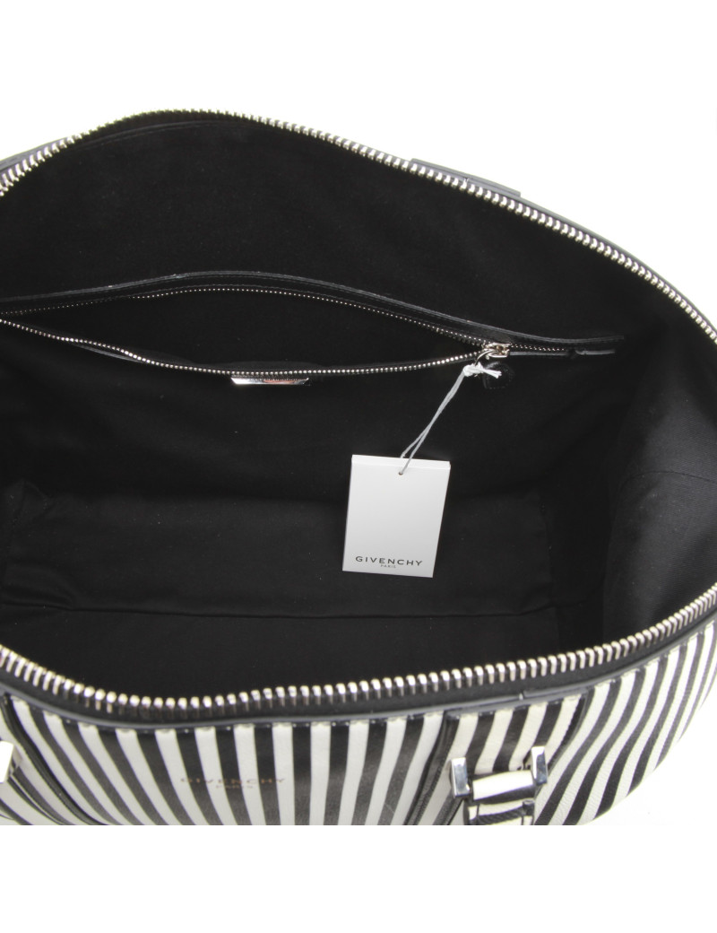 GIVENCHY weekend bag in black and white striped leather