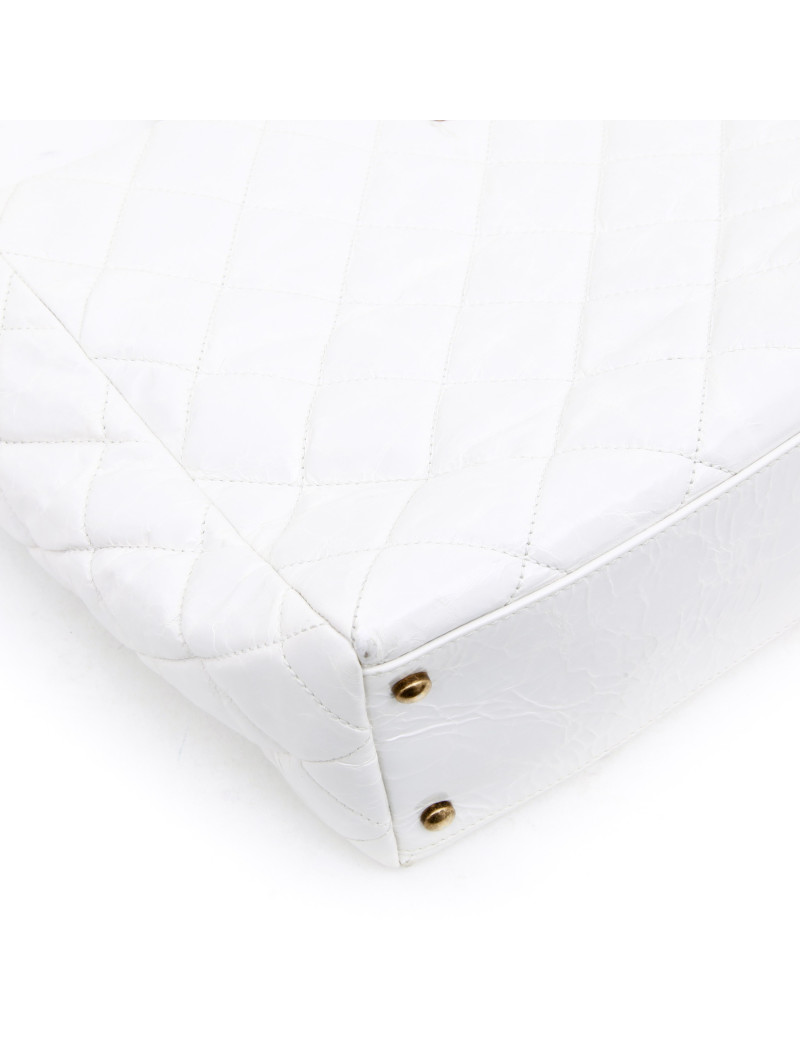 Sac cabas CHANEL cuir vieilli blanc 
