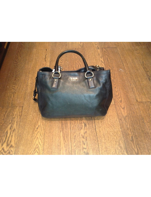 Sac "Besace" PRADA en cuir grainé souple vert sapin