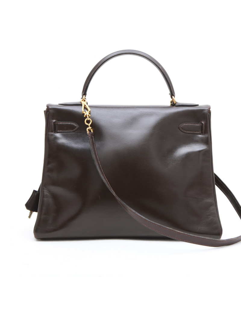 sac Kelly 32 HERMES box MARRON avec bandoulière