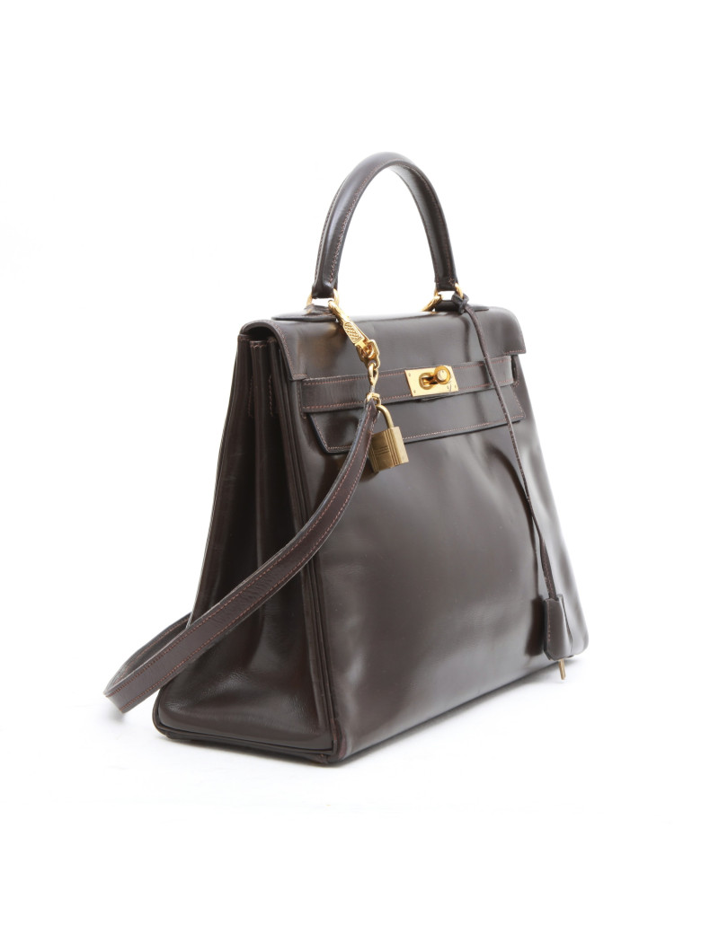 sac Kelly 32 HERMES box MARRON avec bandoulière