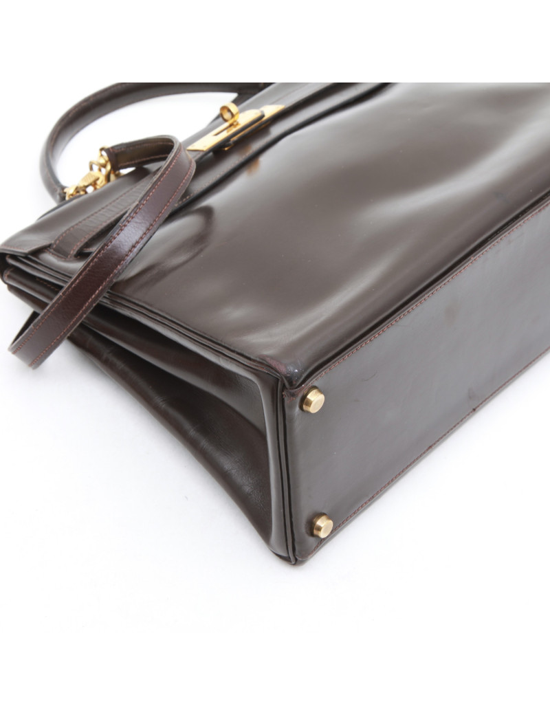 sac Kelly 32 HERMES box MARRON avec bandoulière