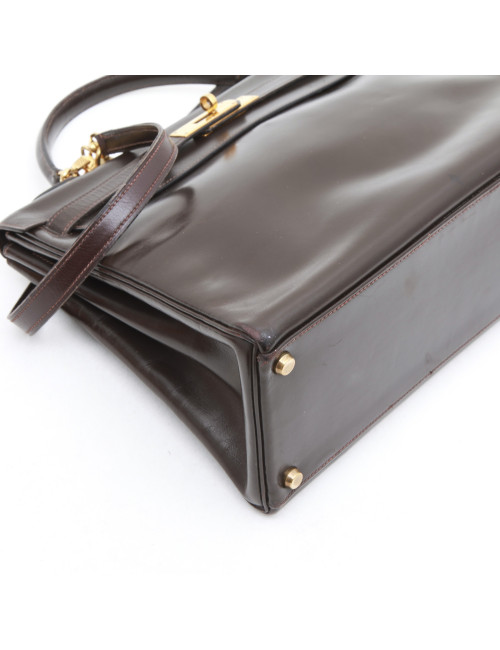 HERMES Kelly 32 in brown box leather with a strap