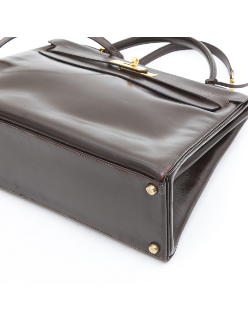 sac Kelly 32 HERMES box MARRON avec bandoulière
