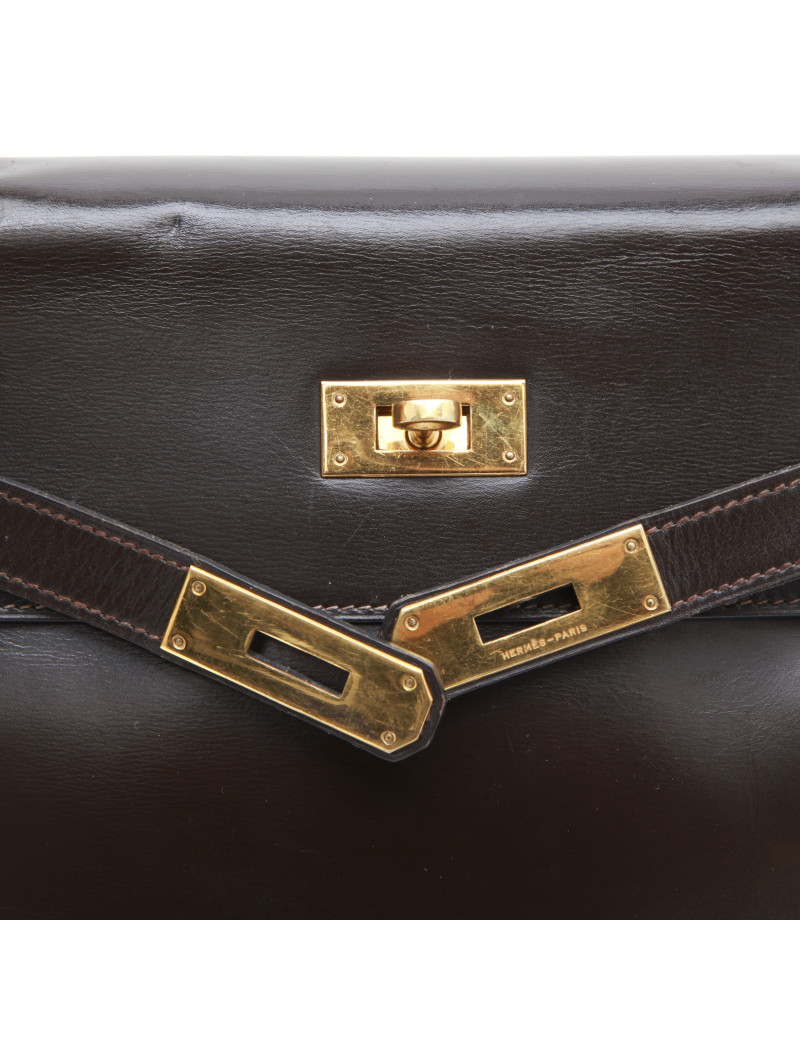 sac Kelly 32 HERMES box MARRON avec bandoulière
